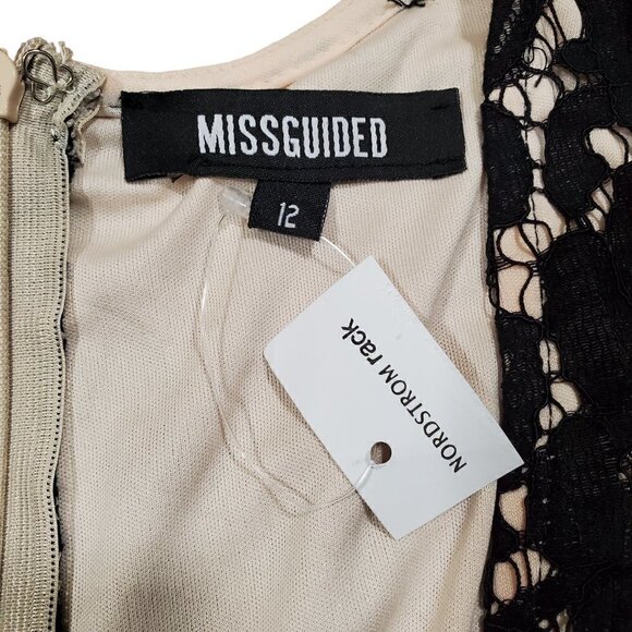 Missguided Plunge Neckline Laced‎ Playsuit Romper Womens 12 Black Lined NWT - Picture 3 of 7